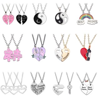 2PCS/set Love Magnetic Attracts Couple Necklace Friendship Heart Pendant  Faceted Charm Necklace Valentine's Day Gift Jewelry