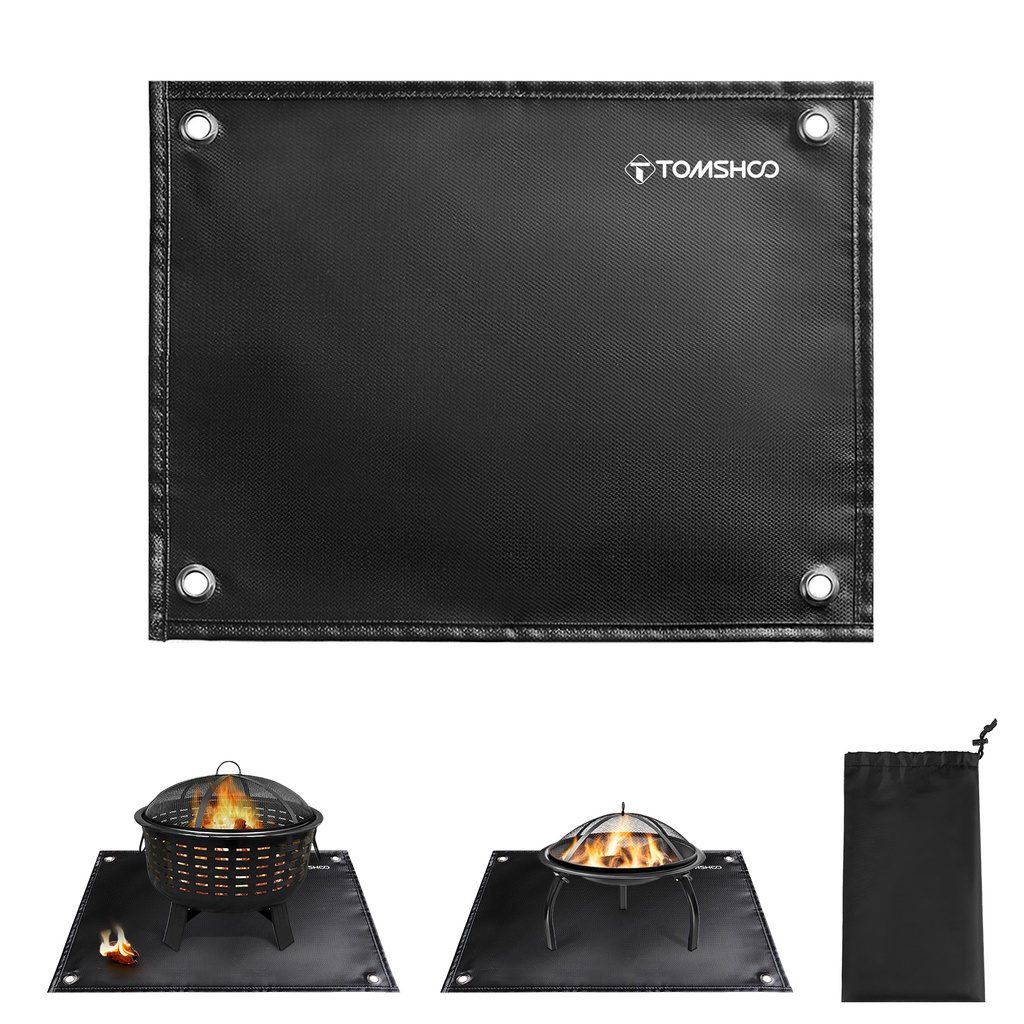 TOMSHOO Under Grill Mat Fire Pit Deck Patio Ember Mat Fireproof Mat