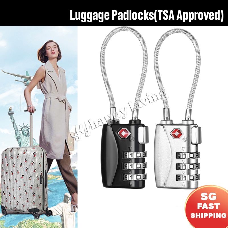 SG Stock]Luggage Padlocks(TSA Approved),Flexible Cable Travel Locks,Coded Suitcase  Lock, For Travel Suitcase Bags Gym