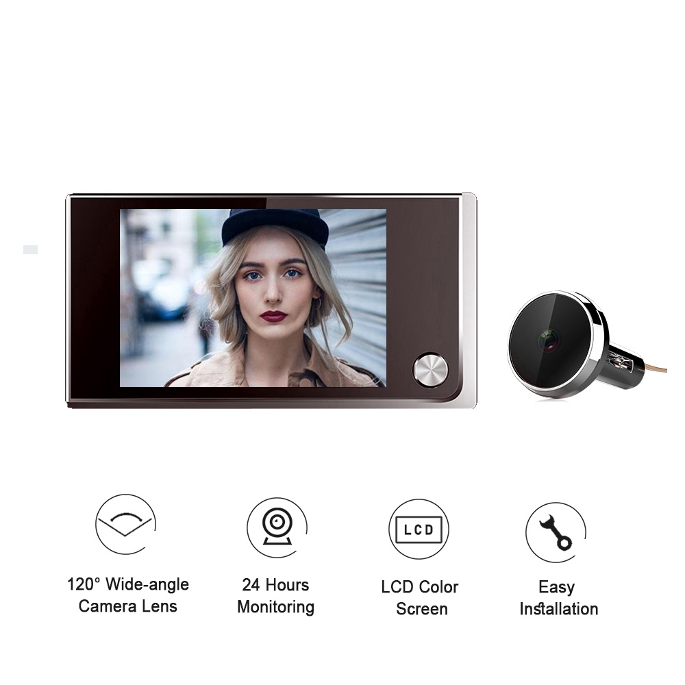 Awapow 3.5 Inch Video Doorbell 120 Degree Peephole Viewer Video Eye