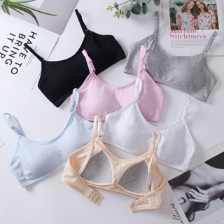 Young Girls Solid Soft Cotton Bra Puberty Teenage Breathable Underwear  Sport Training Bras for 8 9