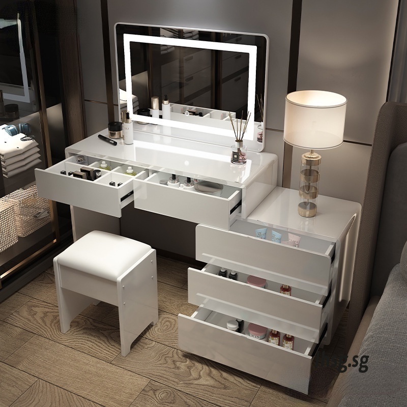 LHSG Dressing Table with Mirror Makeup Mirror Table Mirrordressing Table, Bedroom Telescopic