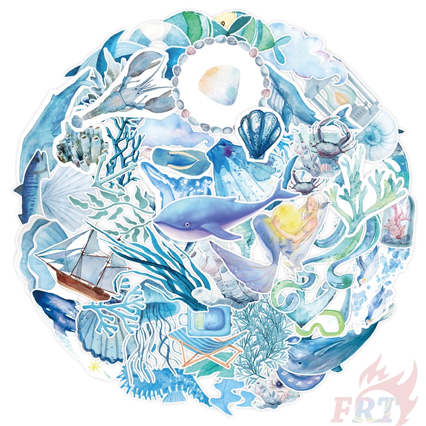 50Pcs/Set Magic Sea Series 01 Stickers DIY Fashion Waterproof Doodle ...