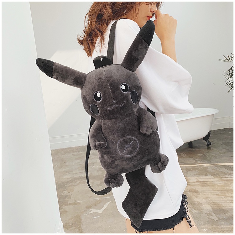 30cm Pokemon School Bags Backpacks Black Pikachu Kids Plush Bags Big ...