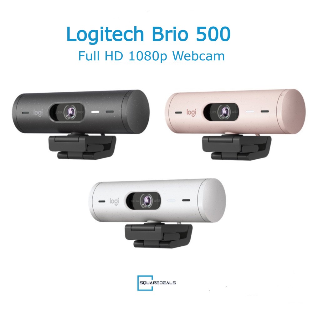 Logitech Brio 500 Full HD Webcam with Auto Light Correction Auto-Framing  Show Mode Dual Noise Reduction Mics For conferences