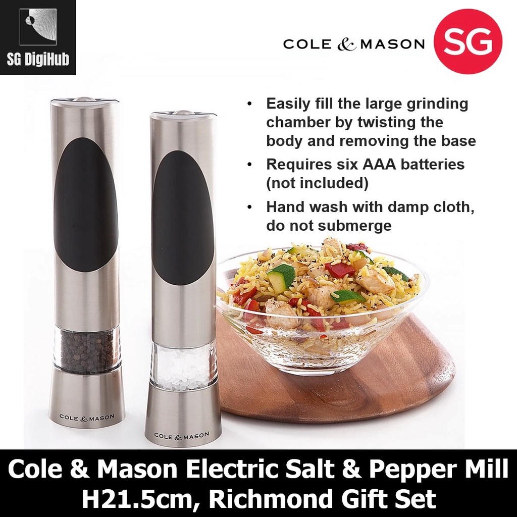Cole & Mason Richmond Gift Set Electric Salt & Pepper Mill H21.5cm
