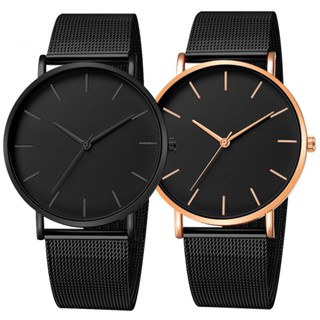 Fashion Mens Business Black Watches Luxury Stainless Steel Ultra Thin Mesh Belt Quartz Men Wrist