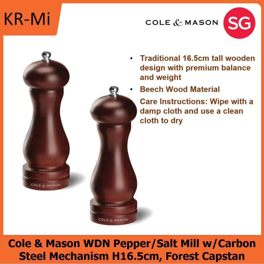 Cole & Mason Forest Capstan Wooden Pepper/Salt Mill W/Carbon Steel