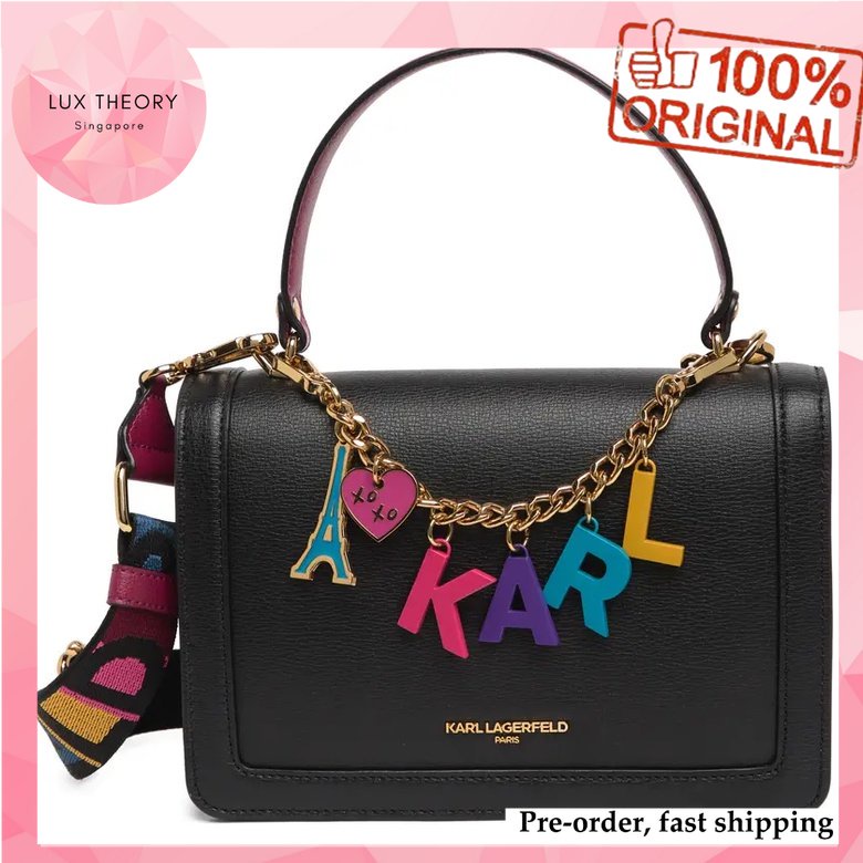 Preorder Karl Lagerfeld Paris Simone Crossbody Bag in Black Multi 4