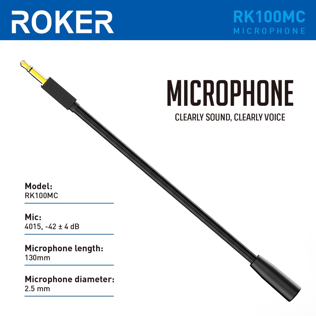 Microphone Roker RK100MC & RK200MCClearly Sound, Cleary Voice Mic Mik Mikrofon 2.5mm & 3.5mm - Gambar 2