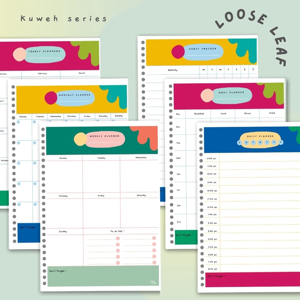 Loose Leaf/Fill Binder Solucine - 12 Sheets - A5/B5 - Kuweh Series - Yearly Planner/Monthly ...