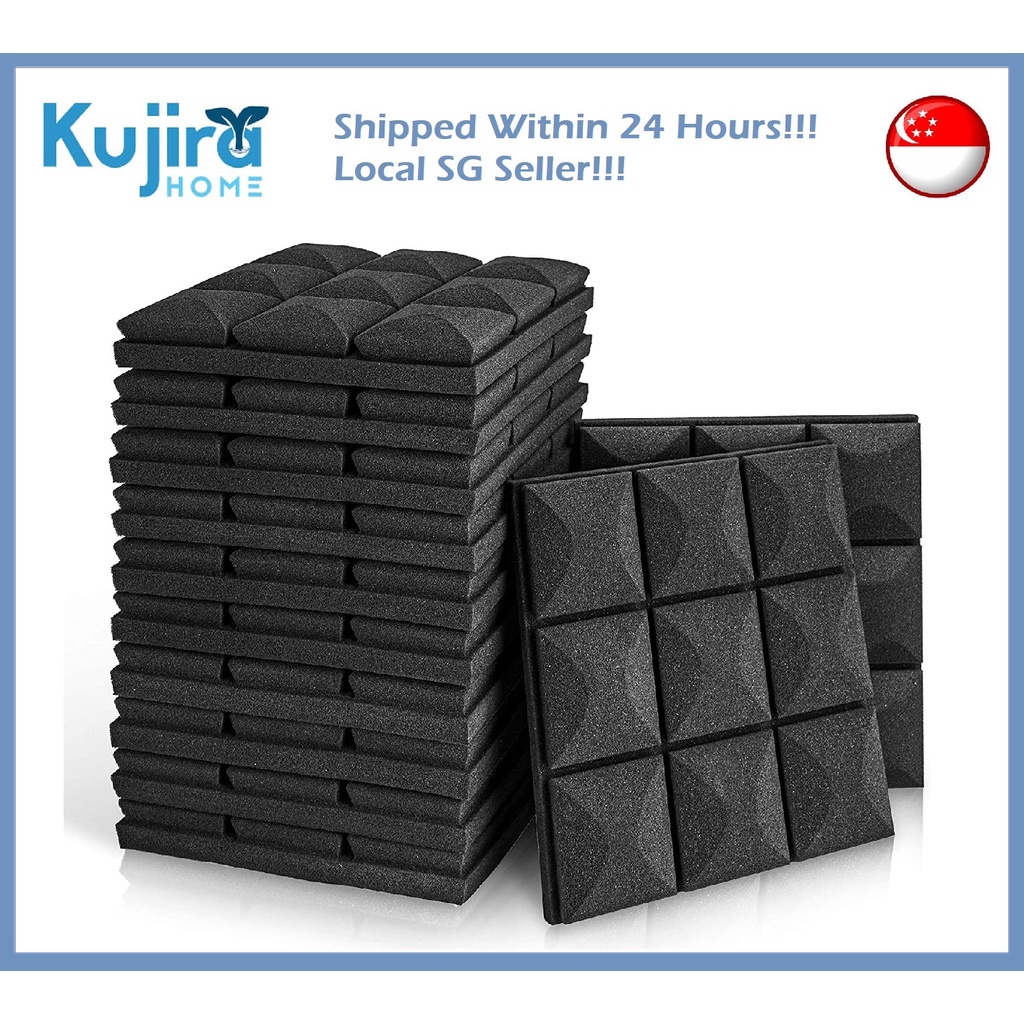 Kujira Homes - 6/12/24 Pcs Mushroom Shape Acoustic Sound Proof Absorb Soundproof Home Wall Foam Sponge Panels 30*30*5cm