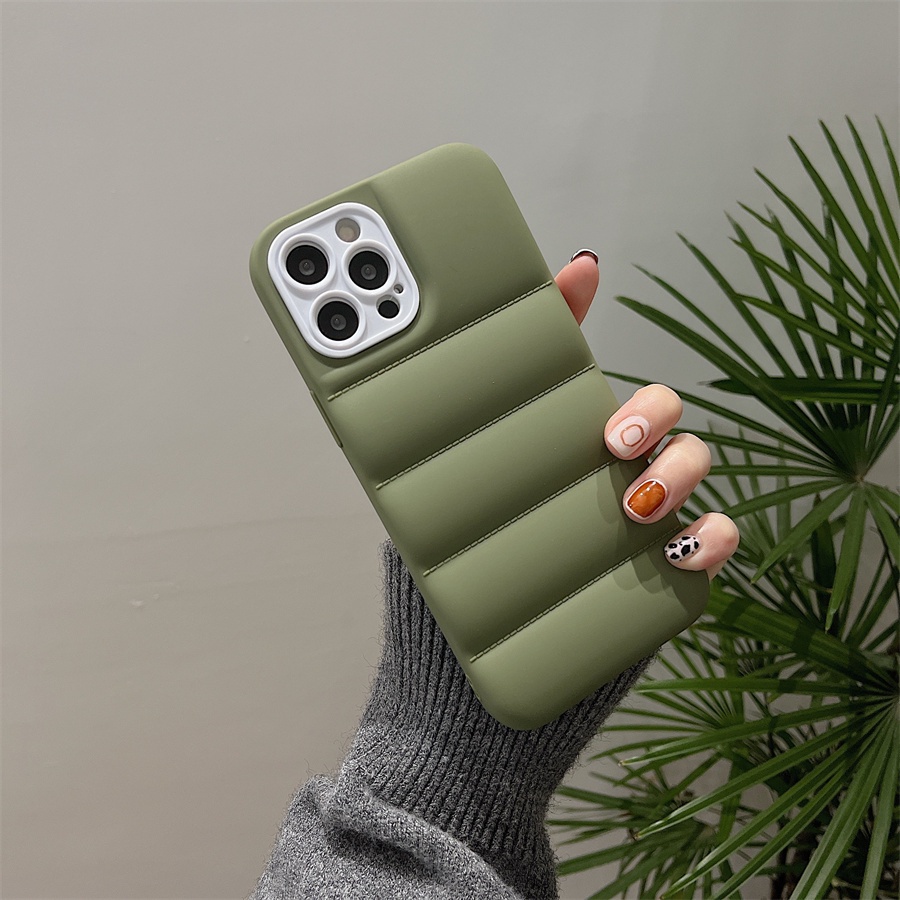Luxury Soft Silicone Camera Protection Air Cushion Down Jacket Shockproof Phone Case Back Cover Compatible for iPhone 14 13 Pro Max Mini Plus