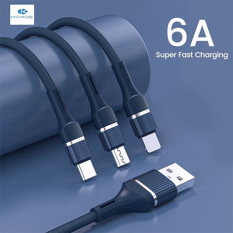 Light Up LED 3 in 1 Charging Cord Cable Multi Phone Charger Android USB iPhone
