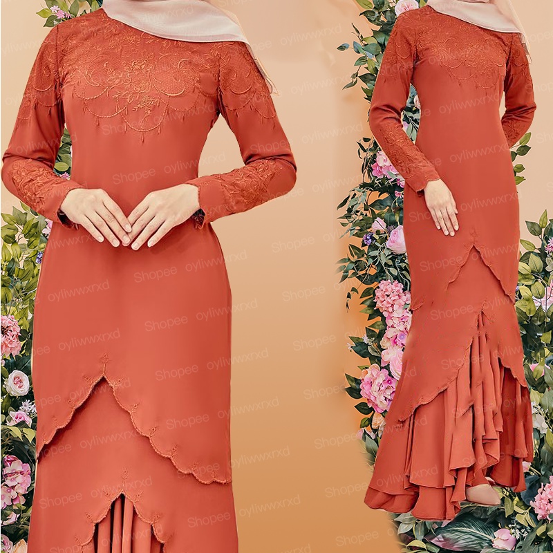 BAJU KURUNG MODERN Baju RAYA 2024 VIRAL WAFA WITH RUFFLE MERMAID KURUNG BRIDESMAID NIKAH/Tunang