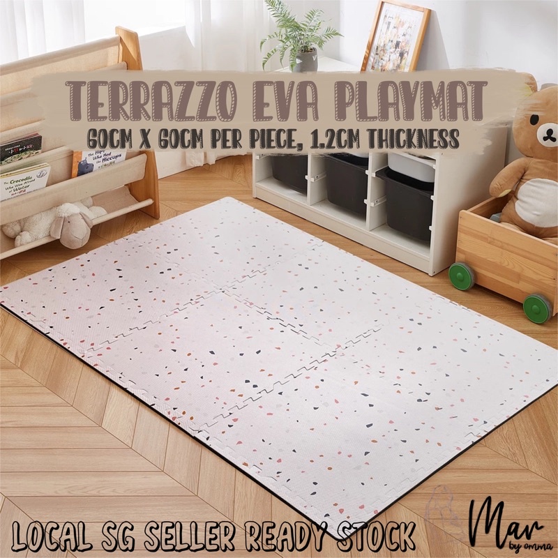 🇸🇬 Kids Baby Playmat EVA Foam Terrazzo Rainbow Cosmic 180cm x 120cm x 1