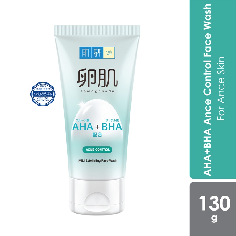 Hada Labo AHA + BHA Acne Control Mild Exfoliating Face Wash 130g ...