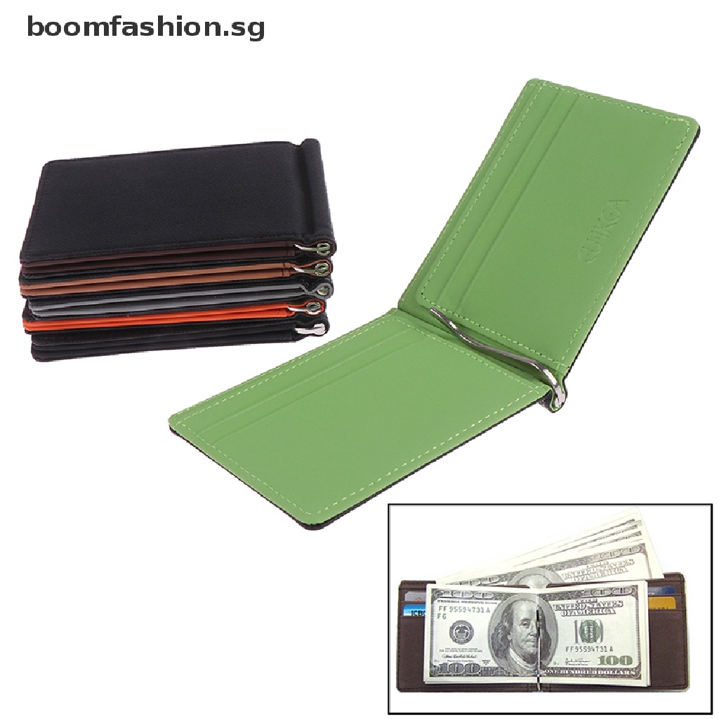 Leather Men's Money Clip Wallet - Slim PU Leather Cash Holder With Card Slots, Green, Minimalist Design - View #12