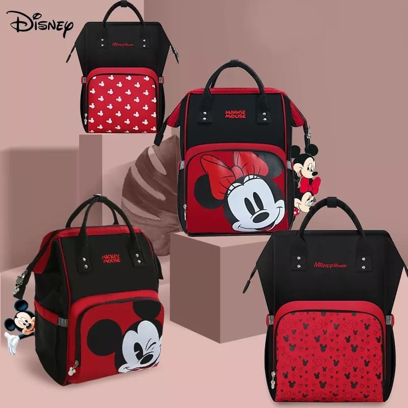 HITAM MERAH Children's Bag Backpack Anello Mickey Motif Red Black