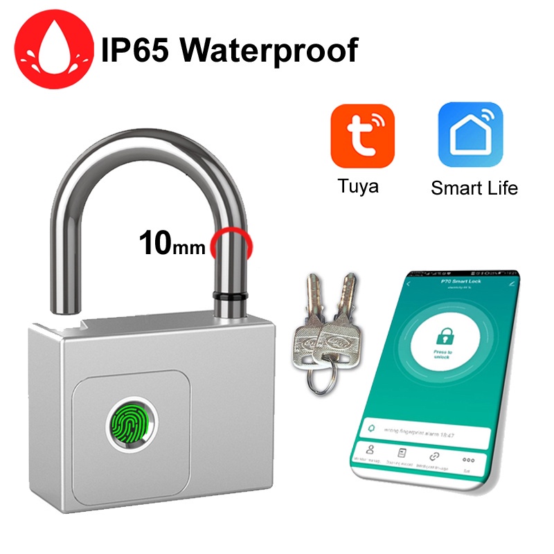 Tuya Fingerprint Padlock Smart Door Lock Garage Gates Antitheft