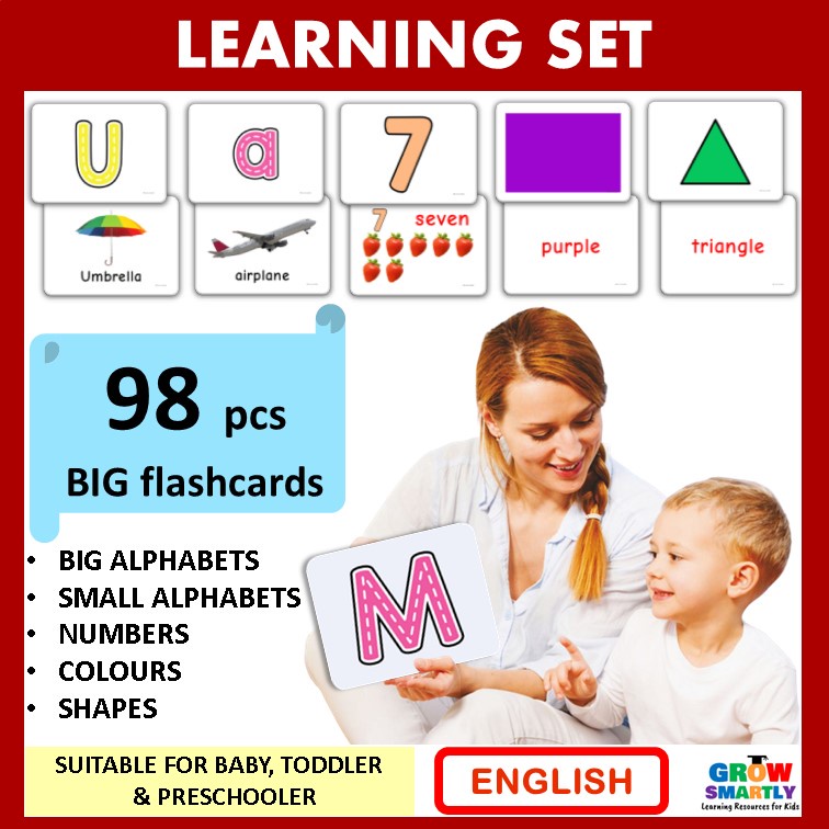 98 pcs Big Flash Card for baby Early learning flash card for kids big ...