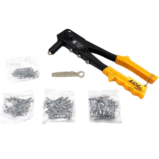 Heavy Duty Hand Pop Rivet Gun Tool Kit 200 Assorted Rivets 4 Nozzle Head  Sizes