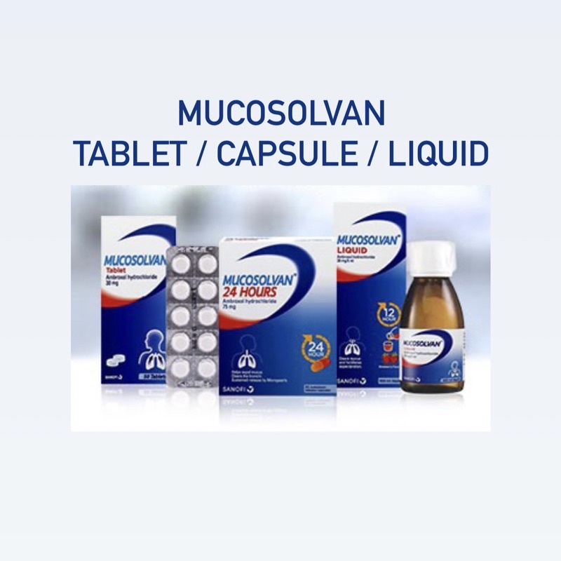 Restock Mucosolvan Cough Relief Syrup 100ml Capsule 75mg Tablet 30mg