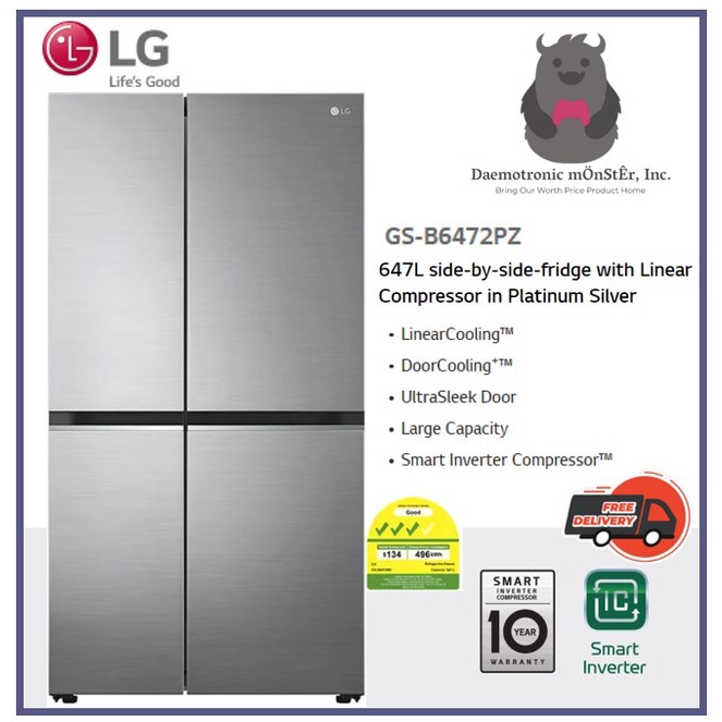 LG GSB6472PZ (647L) Side by Side Refrigerator with Linear Compressor