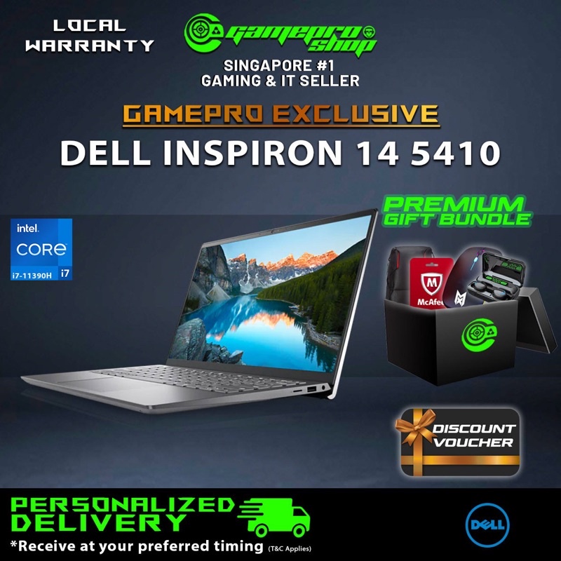 [Express-Delivery/Free Wireless Mouse] Dell Inspiron 14 5410 Laptop  (i7-11390H/Intel Iris XE/MX 450/14