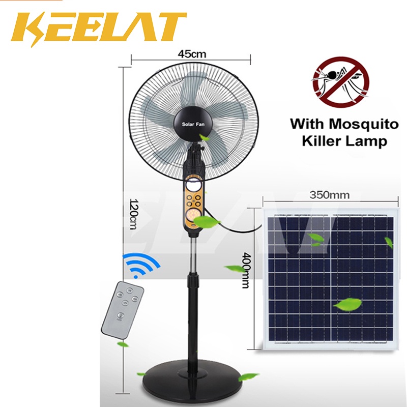 KEELAT Outdoor Solar Fan Floor Fan Strong Wind 38dB Quiet Oscillating