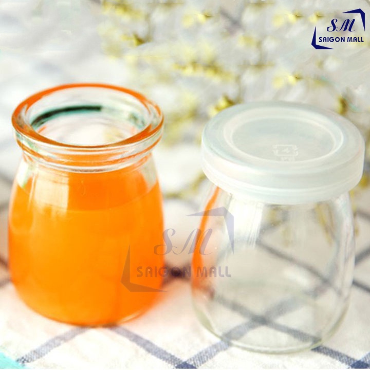 Set of 20 100ml glass yogurt jars with sealed plastic lids Shopee