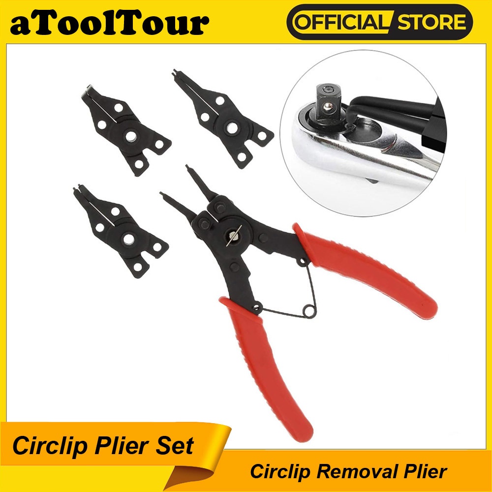 4 In 1 Multi Flexible Head Circlip Plier Snap Ring Removal Tool ...