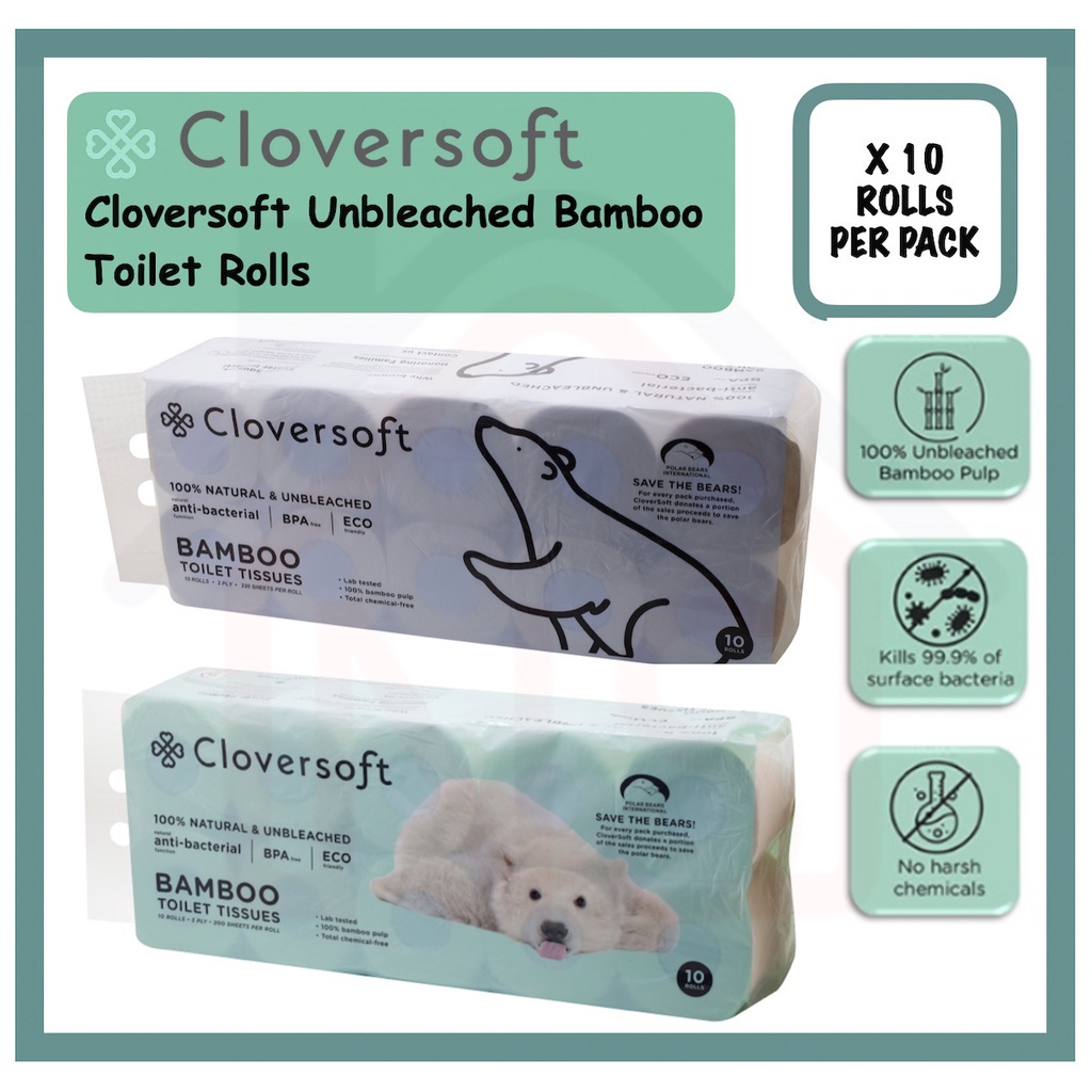 Cloversoft Unbleached Bamboo Toilet Rolls (2 Ply / 3 Ply) Toilet Paper ...