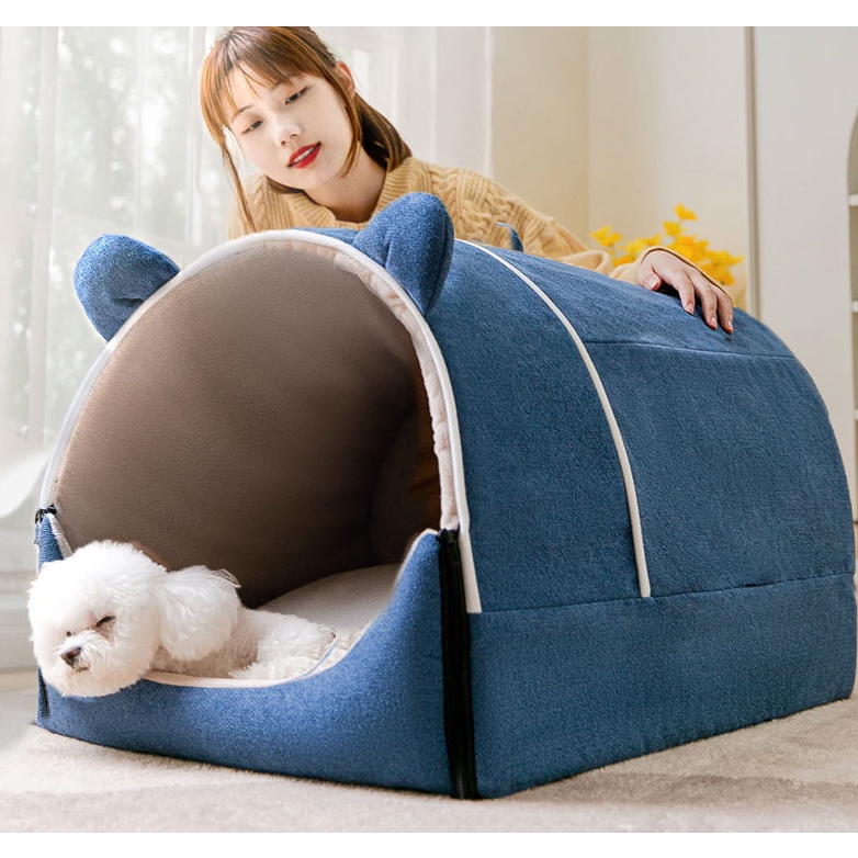 "Local stock" 2 in 1 Washable Cozy Dog Igloo Bed Dog House Portable Cat
