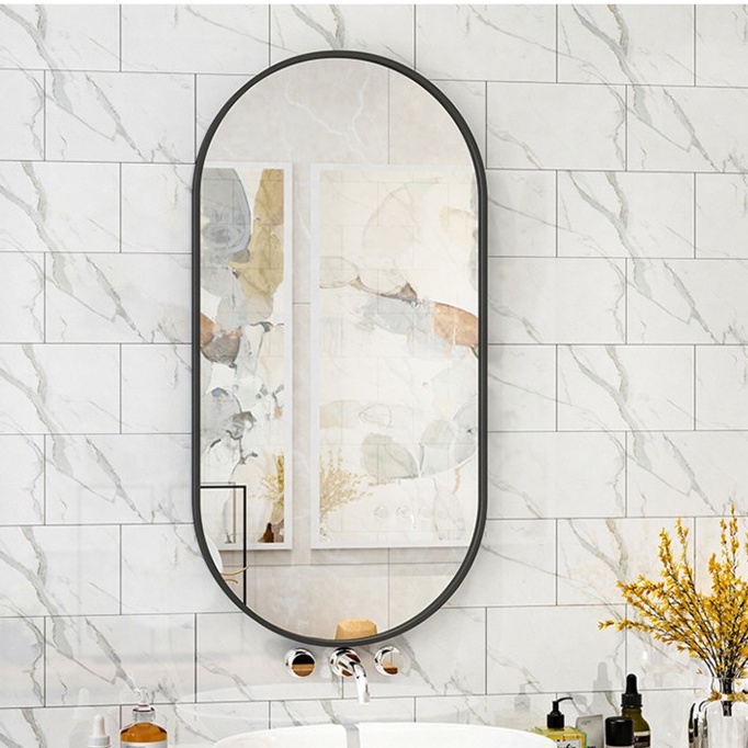 MNS Nordic Oval Bathroom Mirror Wall Hanging Long Oval Bathroom Mirror