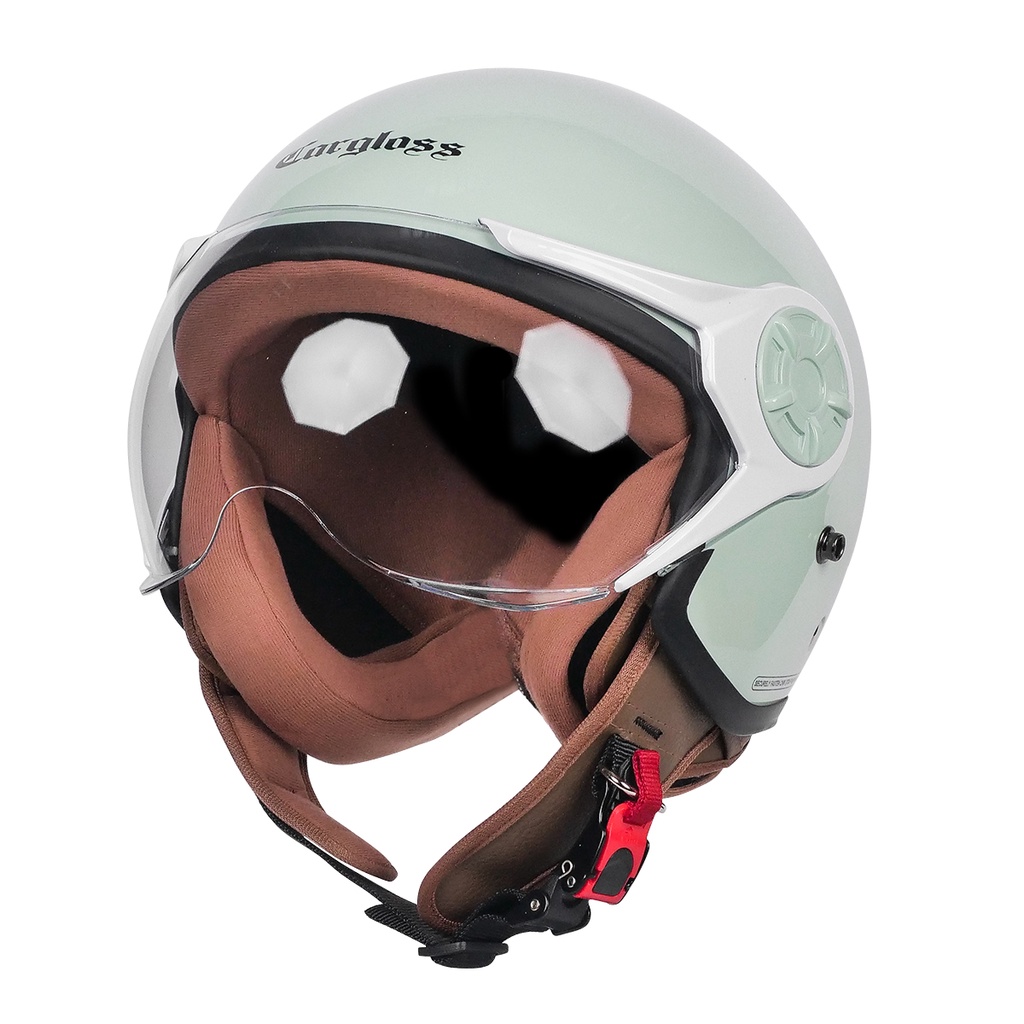Cargloss YRH Hijab Retro Helm Half Face - Sage Green - Gambar 2