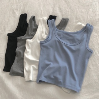 Solid Color Sleeveless Camisole Tank Tops Suits Loose Grey