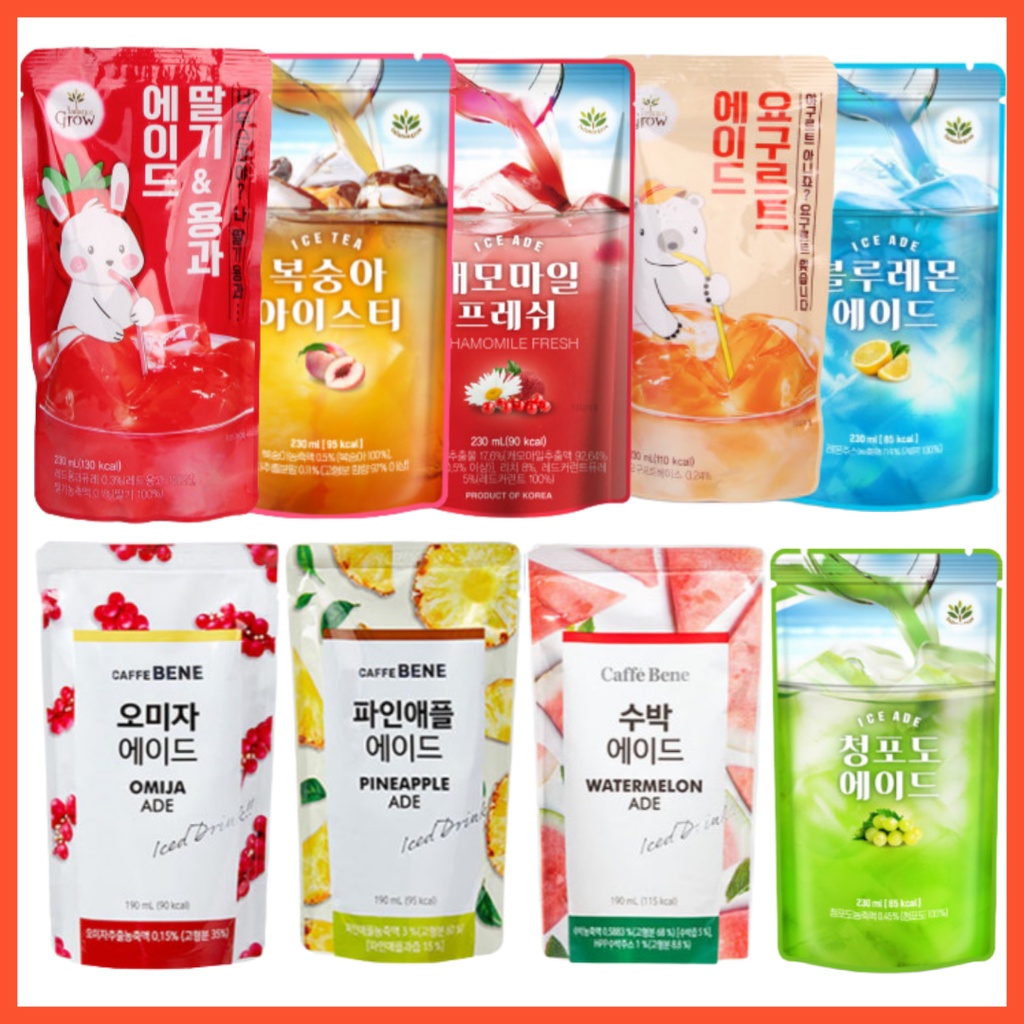 Korean [CAFFE BENE], [BG] Pouch Fruit Ade Juice 230ml 9 flavors of