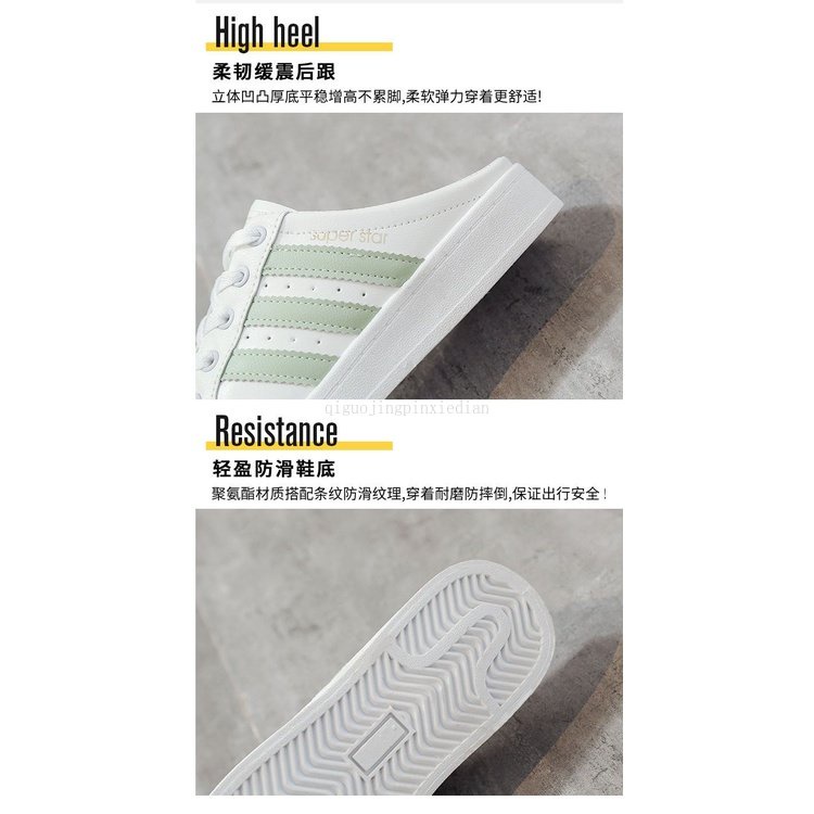 Ready Stock 24H New Style Shell Shoes Casual Half Slippers White Women ...