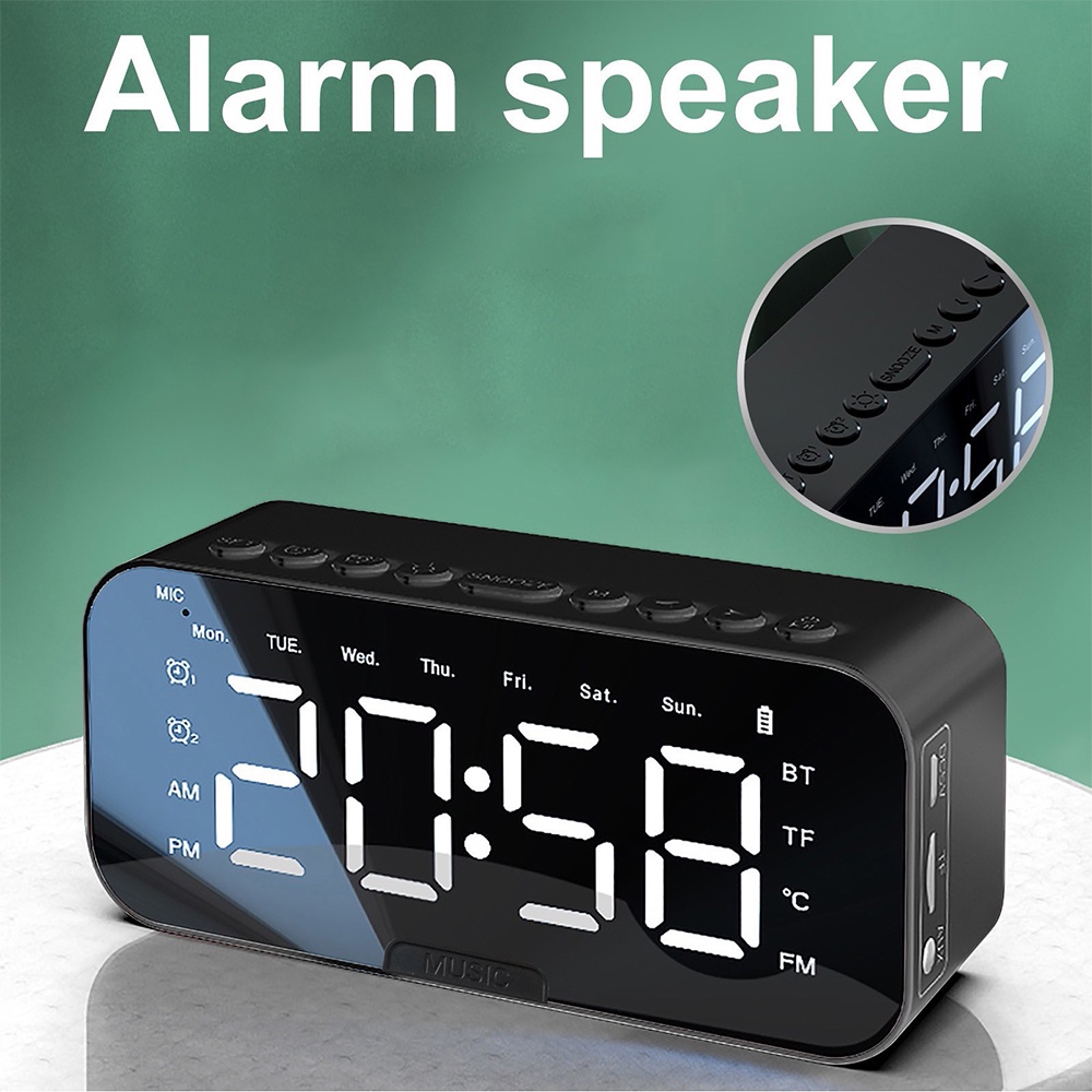 LED Alarm Clock BT Speakers Wireless Alarm Clock with FM Radio USB for ...