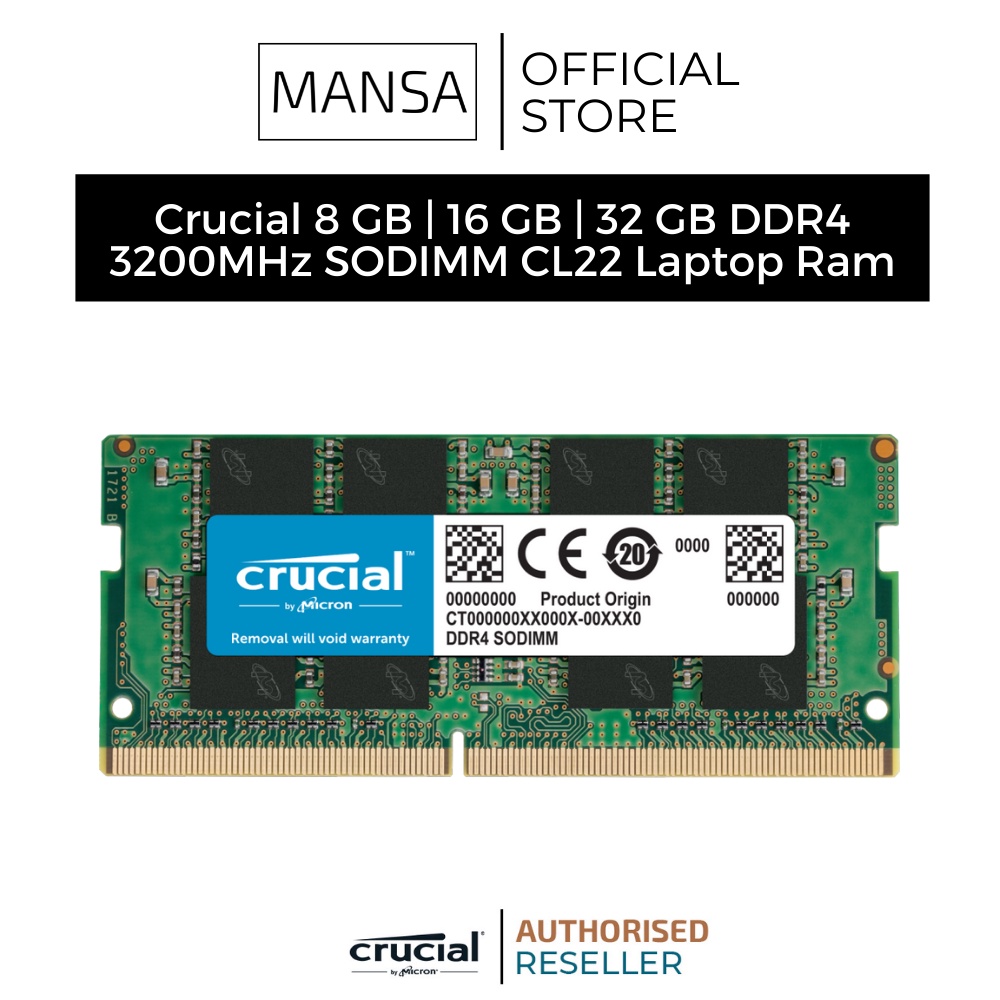 CRUCIAL RAM 16GB DDR4-3200 Notebook SODIMM CL22 # CT16G4SFRA32A