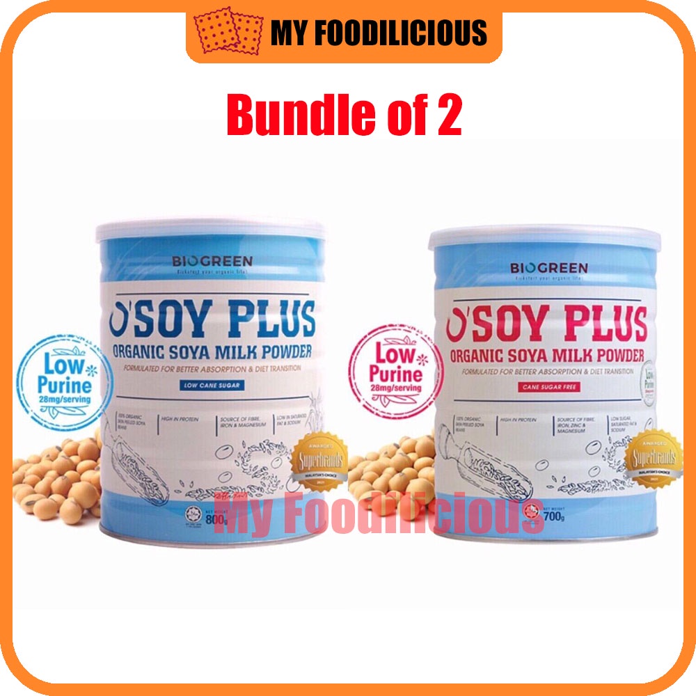 HALAL Biogreen O'Soy Plus Organic Soya Milk Powder 700g/800g Cane Sugar