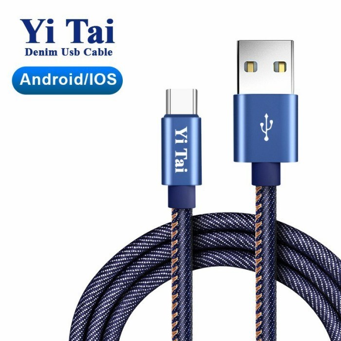 YI TAI - Kabel Data Micro Denim Fast Charging 25 cm - Gambar 4