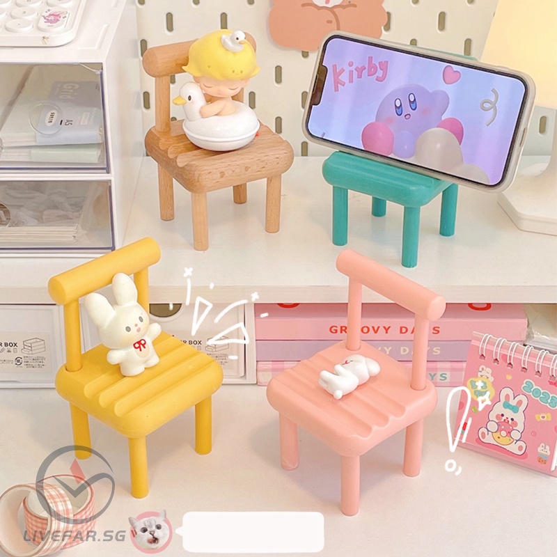 Livefar Universal Candy Color Desktop Phone Grips Cute Chair Foldable Mobile Phone Stand Holder Compatible for IPhone IPad Table Phone Stent