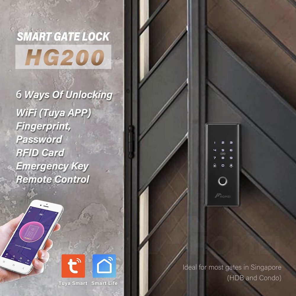 Digital Gate Lock HG200 Tuya APP WIfi/With Biometric Fingerprint