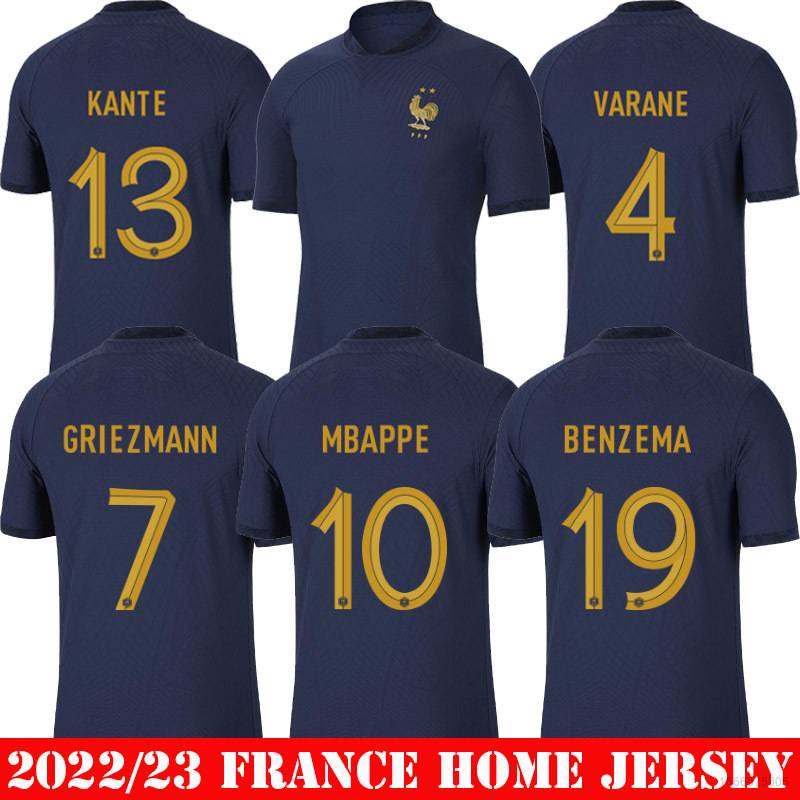 France National Soccer 11 DEMBELE 2022 World Cup Navy Home Replica