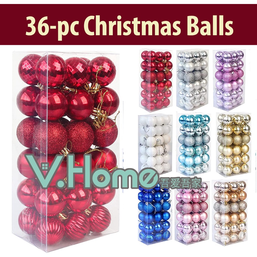 【SG Local Stock!  36-pc 4cm Christmas tree Balls】Ornaments for Christmas tree/Party/Event/Home decorations!