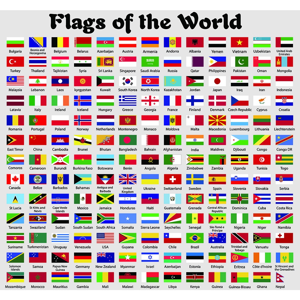 Flags of the World Decorative Educational Poster Print | Shopee Singapore