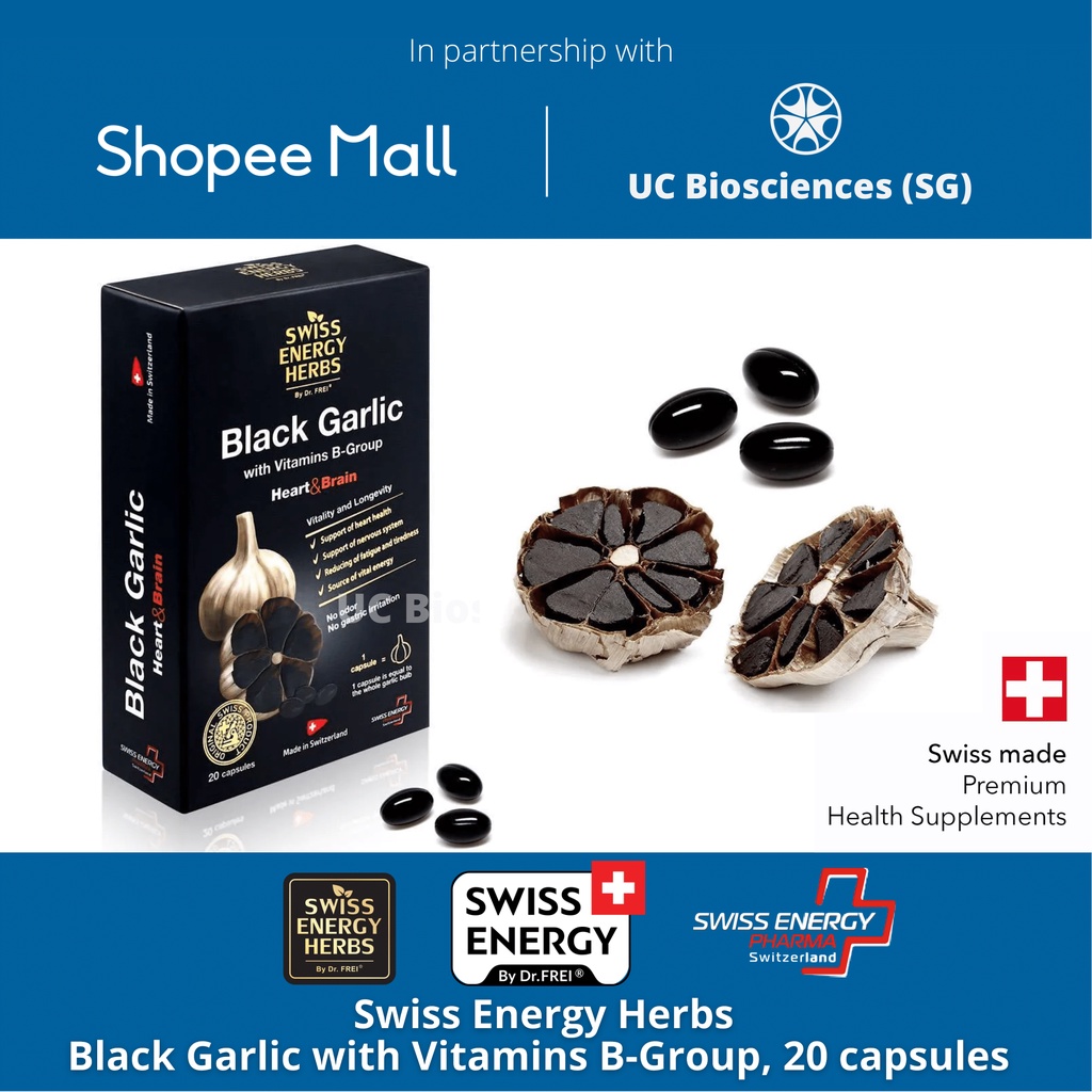 Swiss Energy Herbs Black Garlic with Vitamins BGroup, 20 capsules