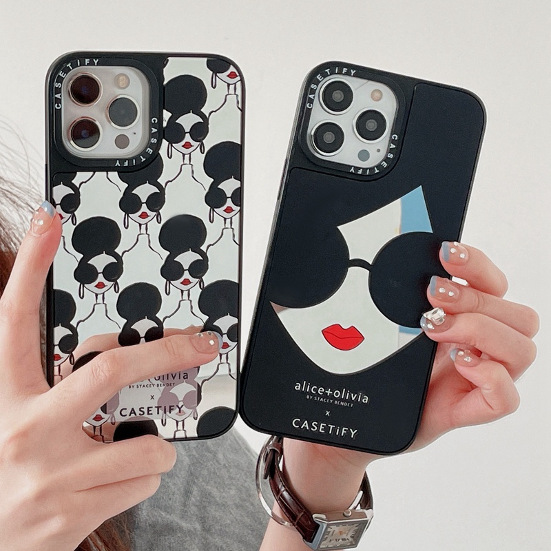 Alice olivia CASETi Sunglasses Girl Case For iPhone 15 14 Plus 15Pro 11 12  13 Pro Max Plating Hard PC Cover Casing | Shopee Singapore